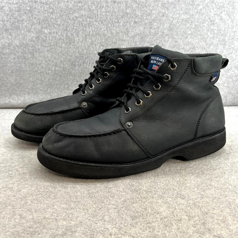 Ralph Lauren Polo Leather Lace Up Ankle Boot - Black -Men size 11 D-Vintage 90s